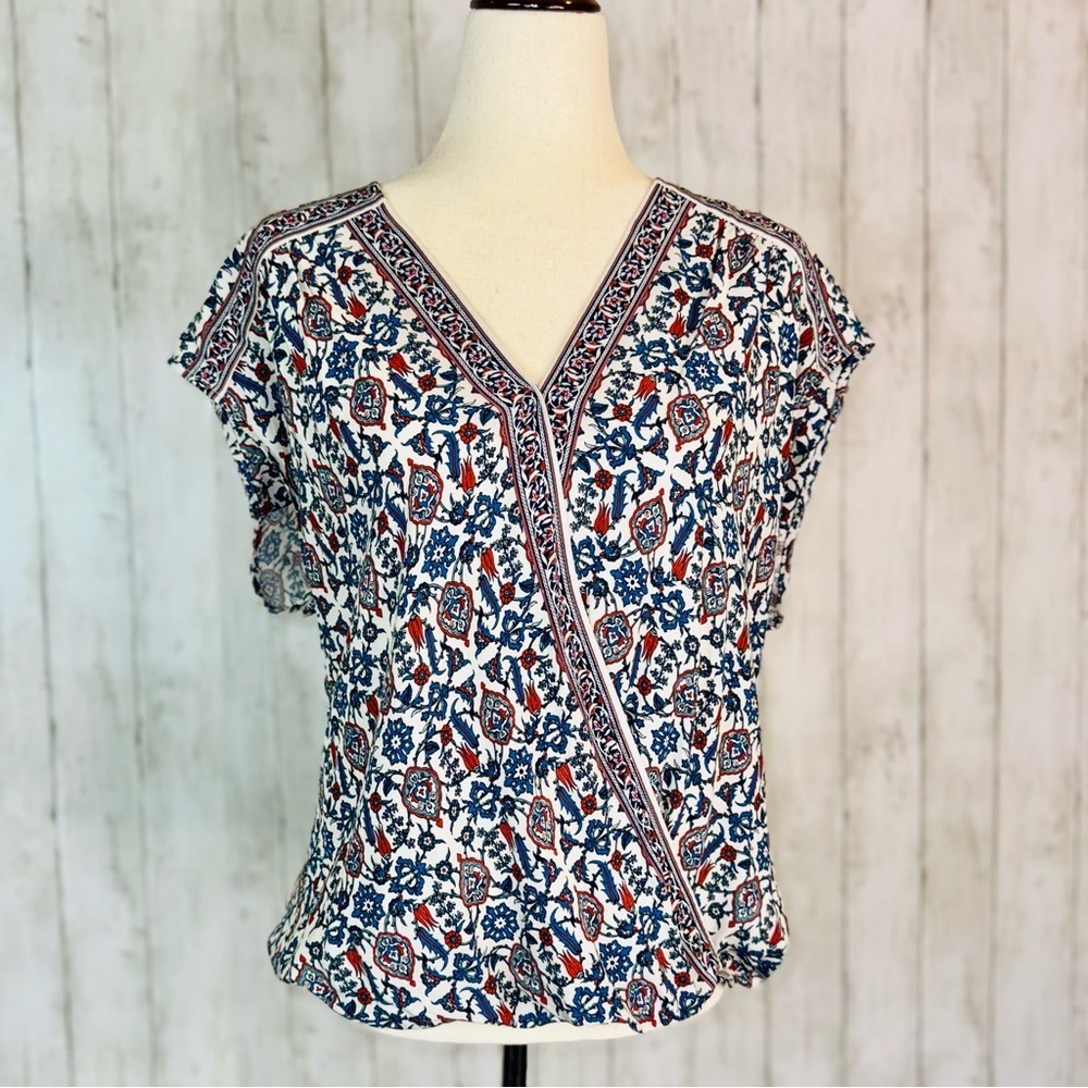 Max Studio | Floral Surplice Top